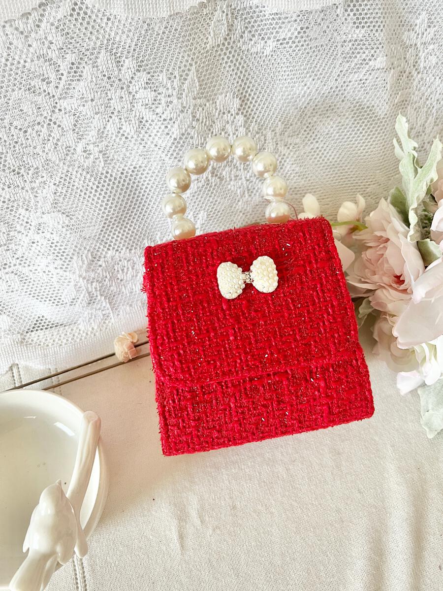 Tweed Tea Party Small Pearl Bow Purse Bea Colette