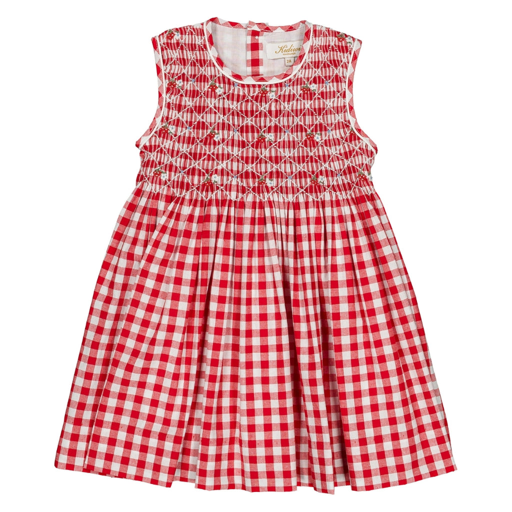 red smocked dress Emma Smocked Dress in Medium Red Gingham – Bea Colette