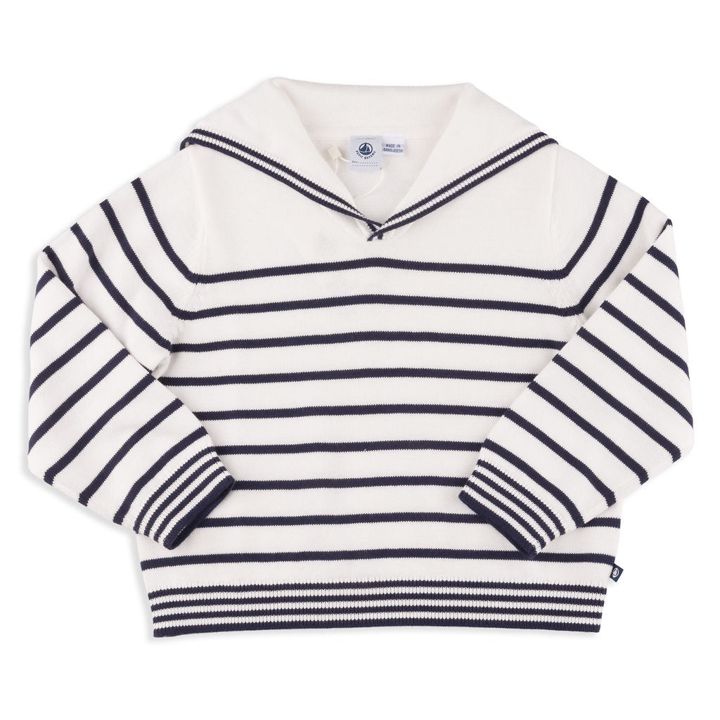 Cream and Navy Stripe Sailor Collar Sweater – Bea Colette