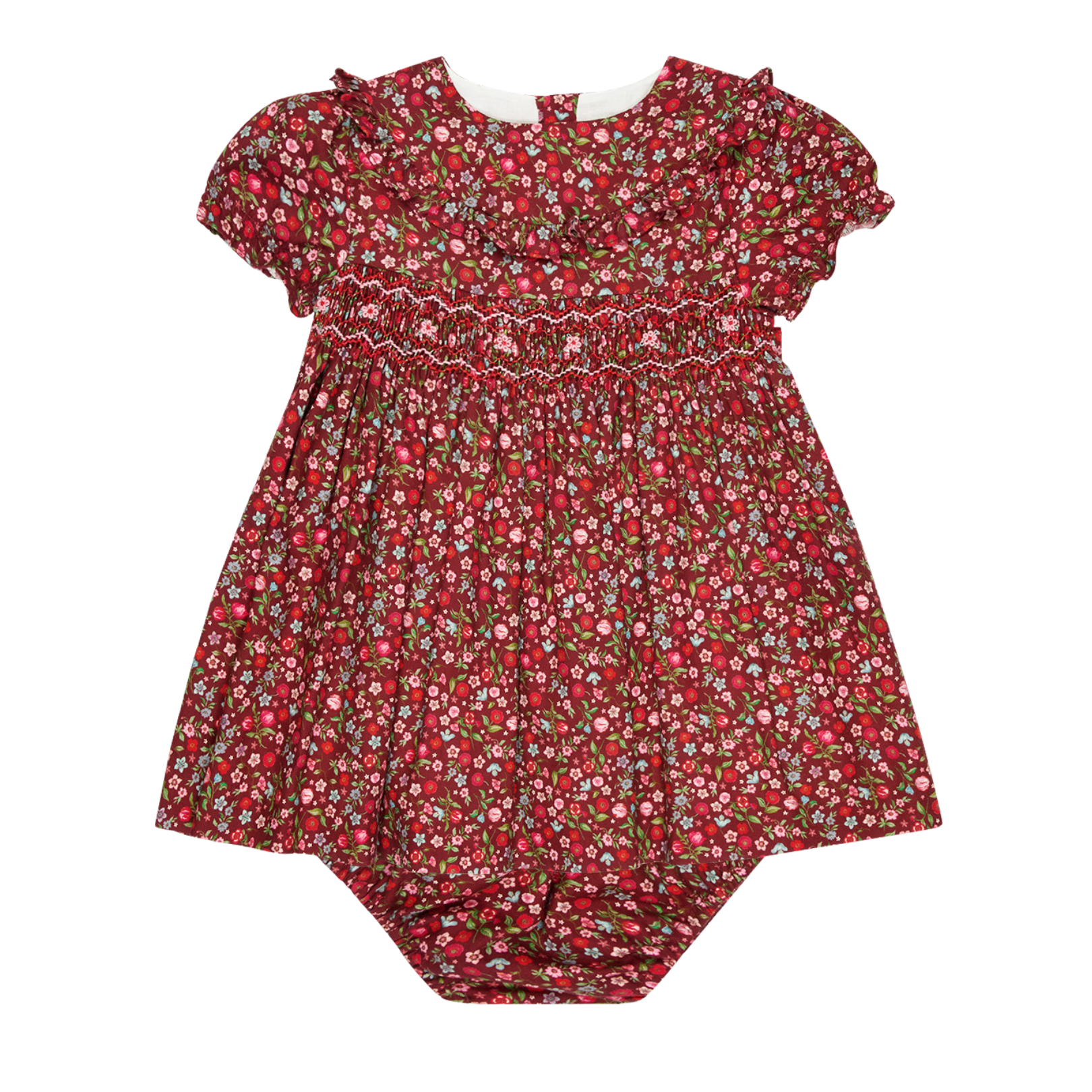infant smocked dresses La Coqueta Kids - Burgundy Floral Silvana Baby Girl Hand-Smocked Set Petit ami Calf Width/Height:Tall Regular subcat_SLIP Plus Size Women Suits 60 Advised Age