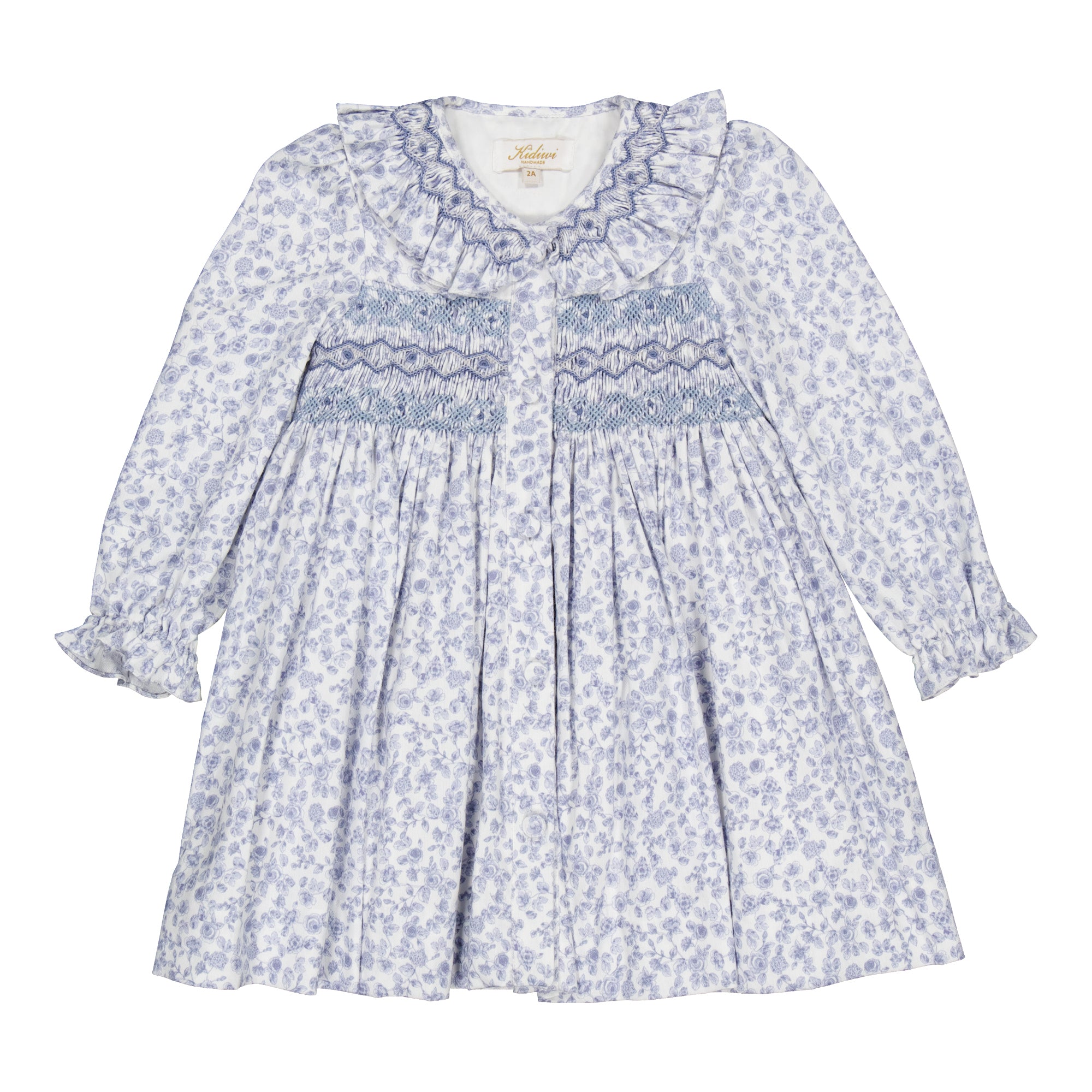 Adeline Smocked Dress in Blue Garden Print 4Y