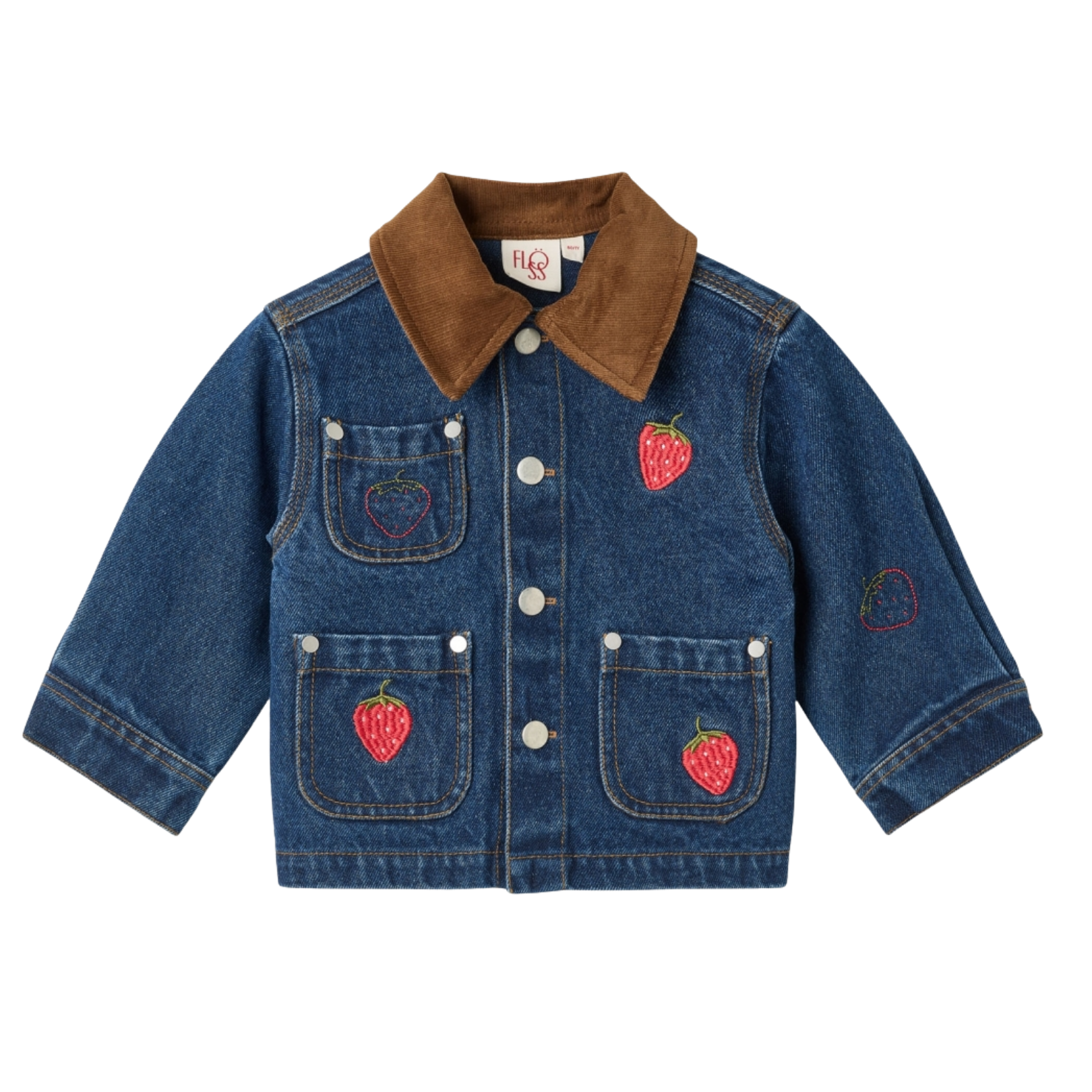 Sage Jacket in Denim with Strawberry Embroidery – Bea Colette