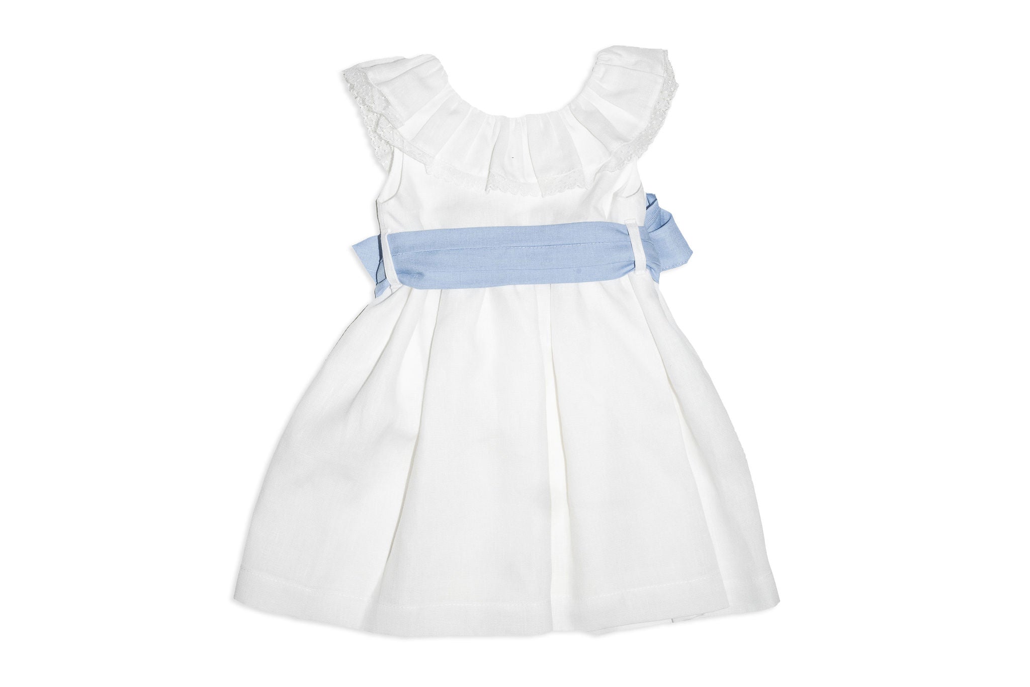 White Linen Ceremony Dress with Sash 5Y