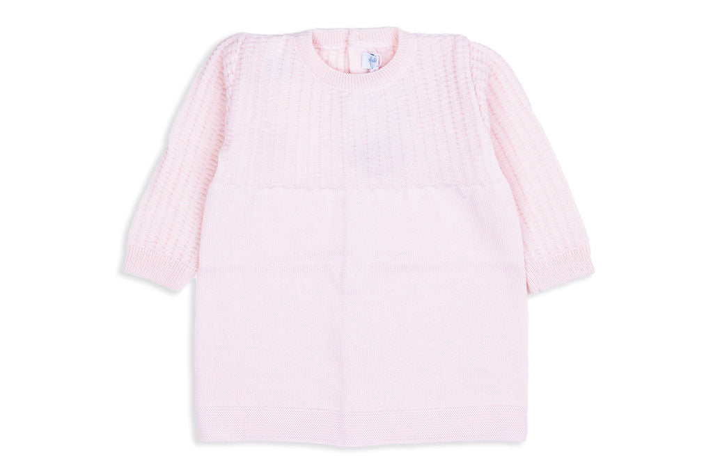 Ella Long-Sleeve Merino Wool Rose Knit Dress 18-24M