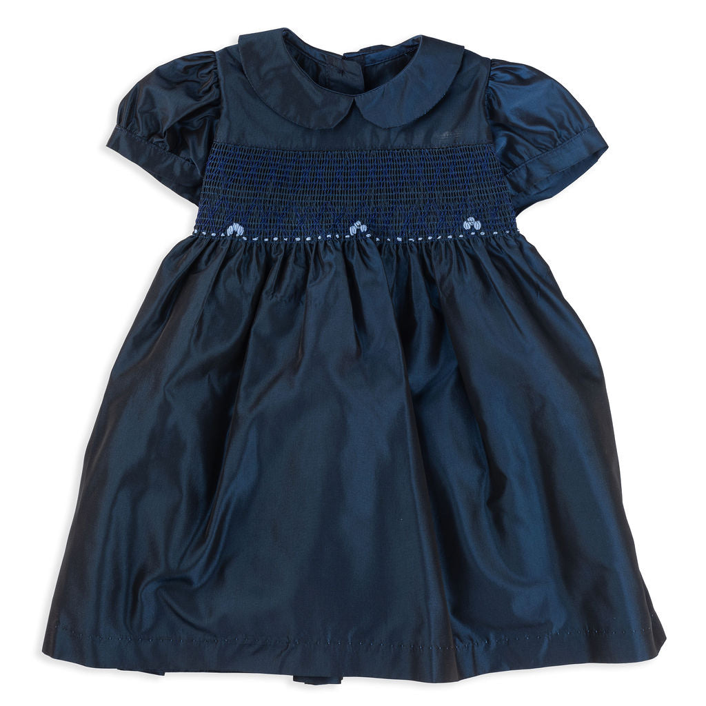 Emily Navy Smocked Taffeta Party Dress 18M