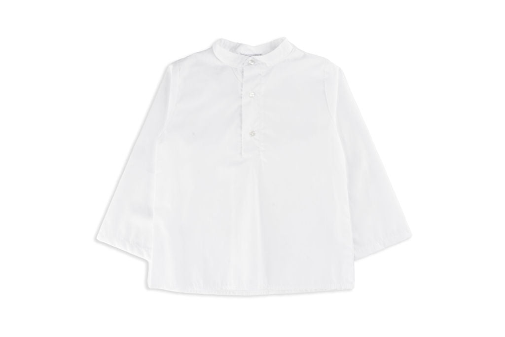 Pukatuka White Long Sleeve Shirt with Mao Collar