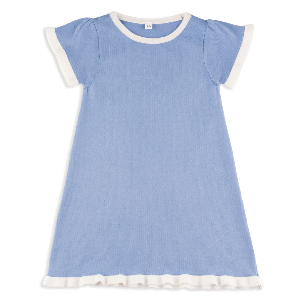 Arezzo Kids Dress in Azure Blue with Ivory Trim – Bea Colette