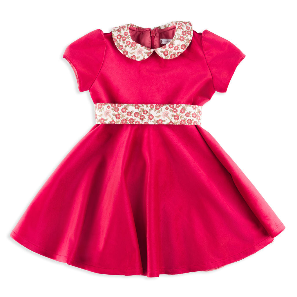 open lace back dress Molly Red Velvet Dress with Satin Sash – Bea Colette
