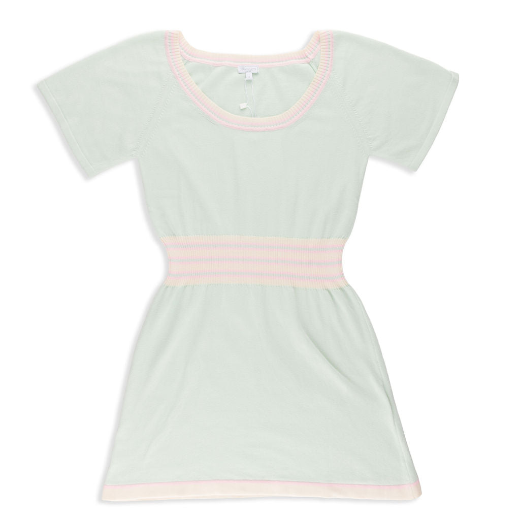 Lille Women's Dress in Mint Green & Petal Pink Stripe XL