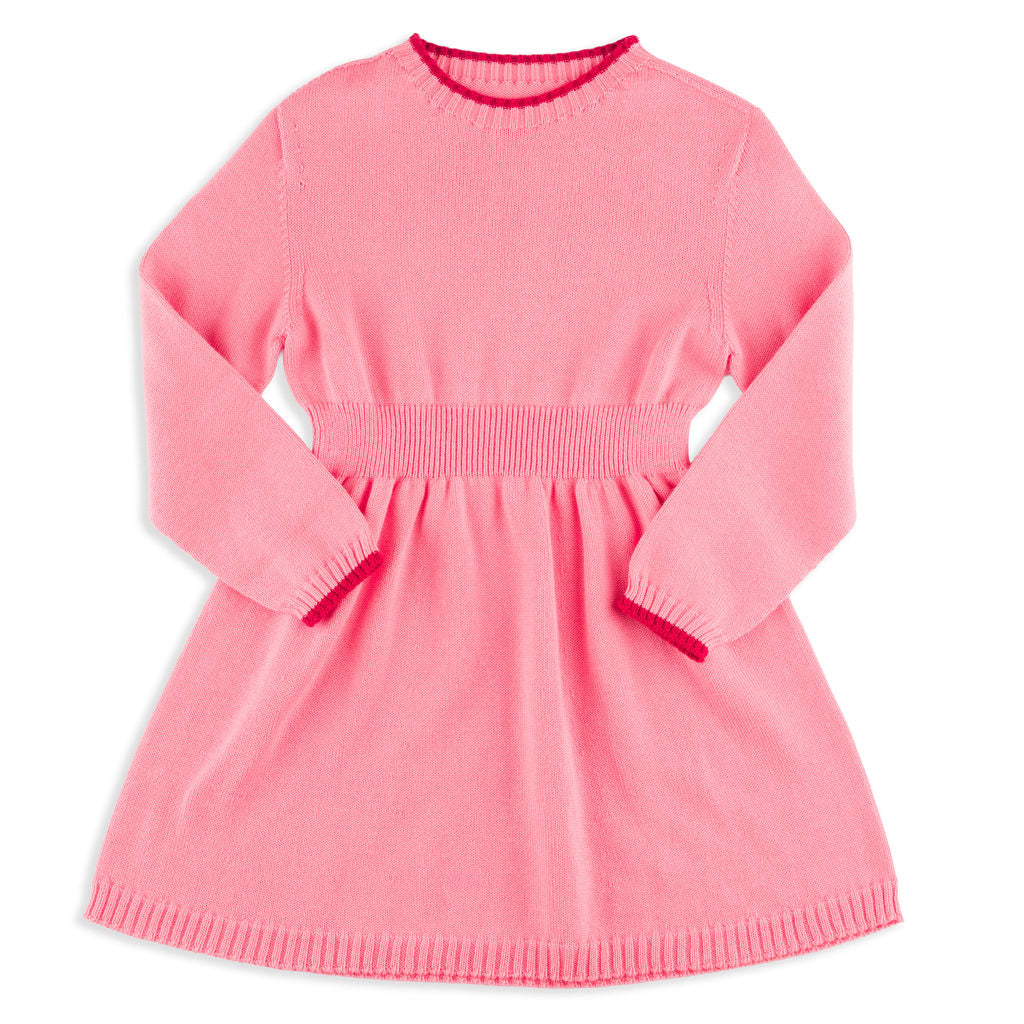 lyse Knit Dress in Blush with Poppy Red Trim 2Y lyse Knit Dress in Blush with Poppy Red Trim 2Y