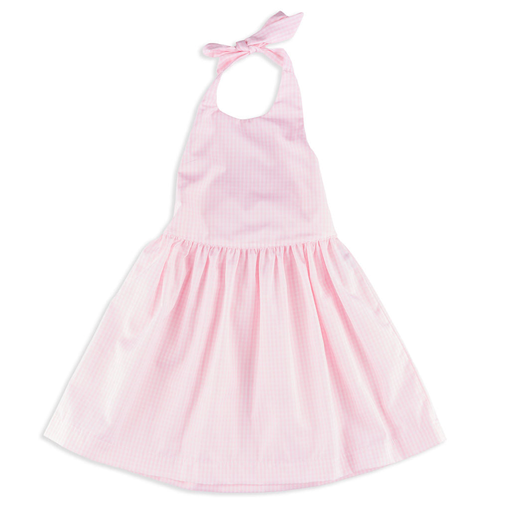 pink gingham halter dress Pink Gingham Halter Neck Dress  Bare Blitz
