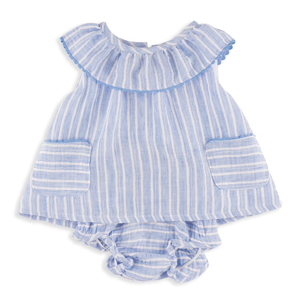 Sloane Blue Stripe Dress with Bloomers – Bea Colette