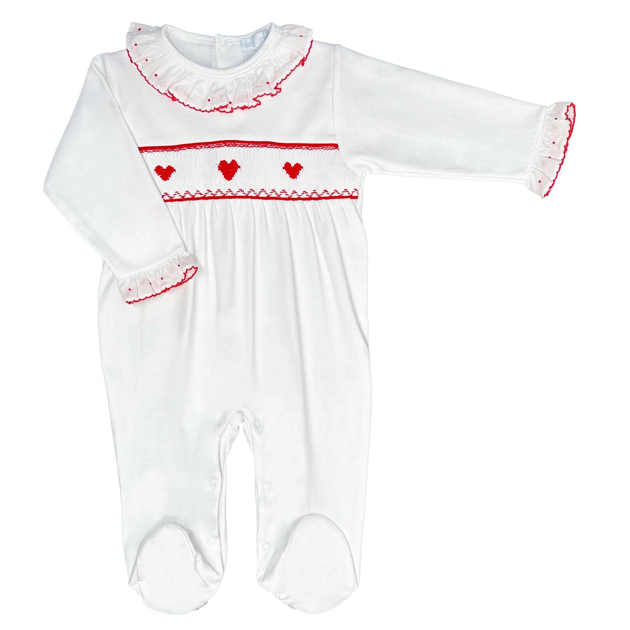 Smocked Footie - Pink Hearts main image 1