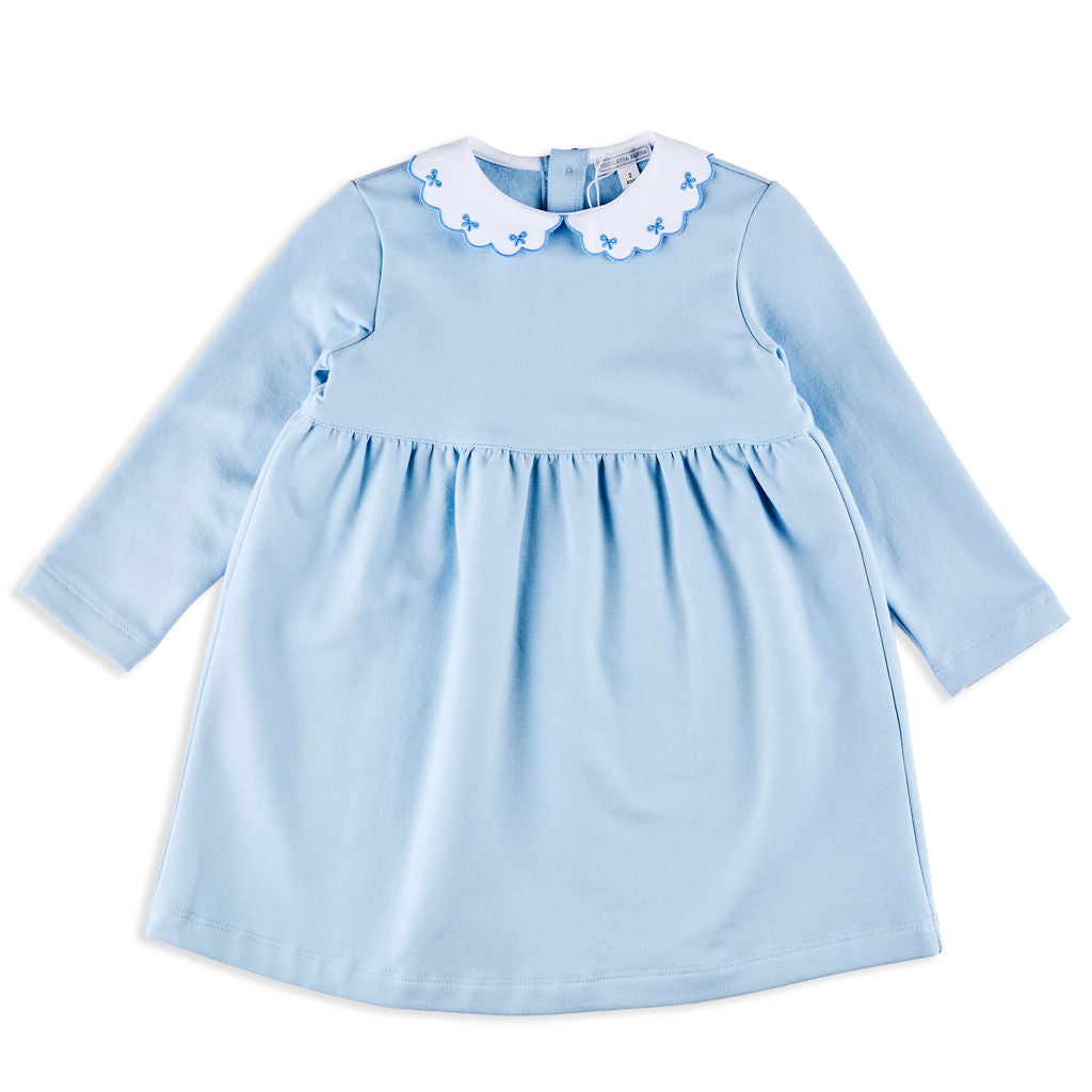 Annabelle Light Blue Dress with Blue Bow Embroidery 3Y