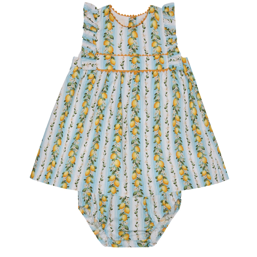 Bea First Set Limon Blue and Yellow Dress with Bloomer Set – Bea Colette