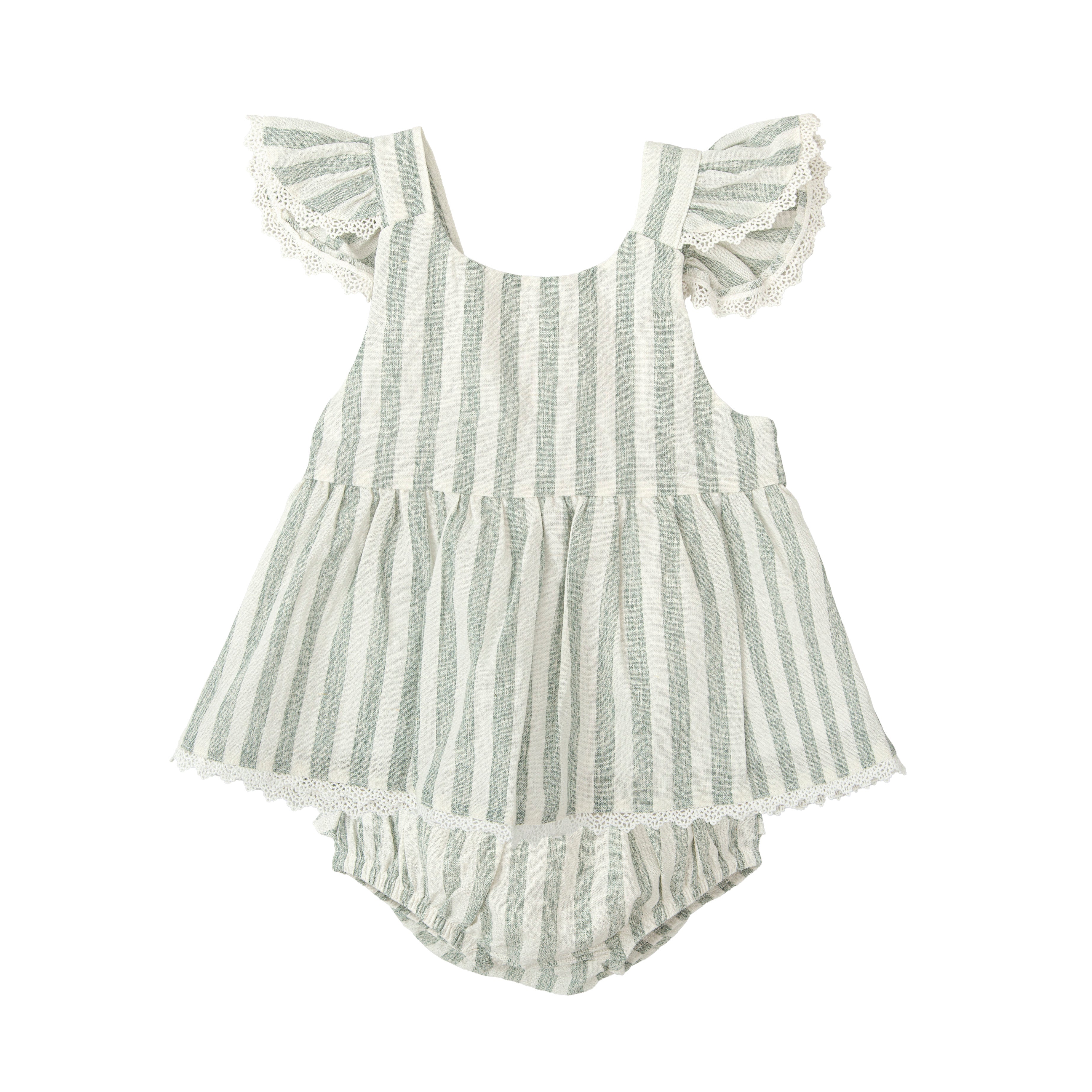 Madeline Green Linen Stripe Set – Bea Colette