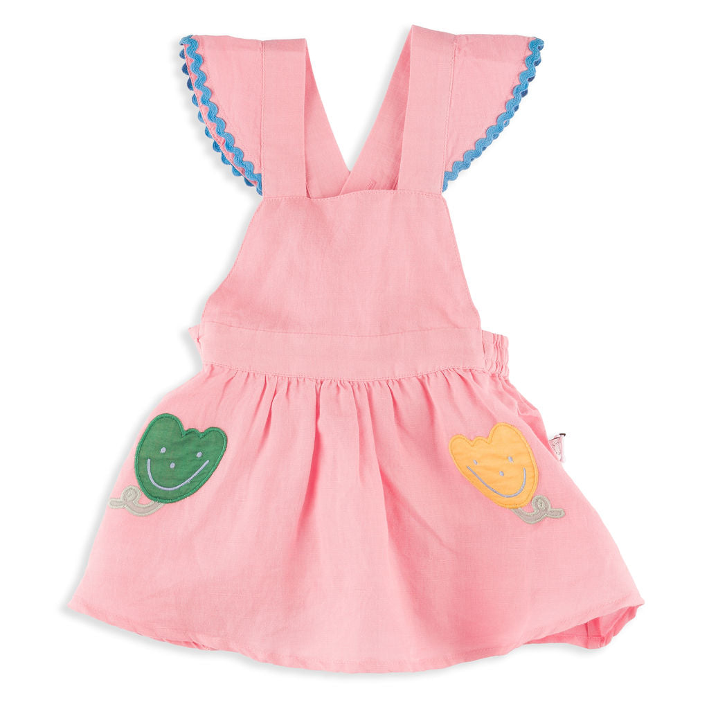 Baby Pink Linen Dress with Bloomers & Ric Rac Piping Bea Colette Baby Pink Linen Dress with Bloomers & Ric Rac Piping Bea Colette