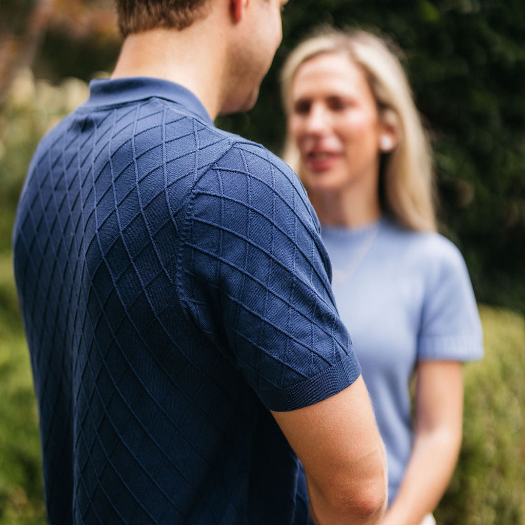 Montreux Men's Diamond Knit Polo in Navy – Bea Colette