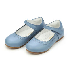 Lucille Scalloped Flat French Blue