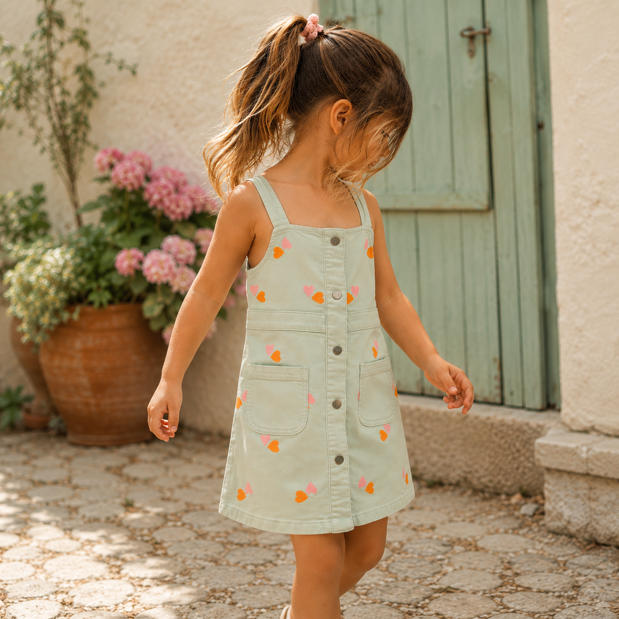 pastel jumper dress Quilted Jumper Dress-Pocomo Pink Nantucket Kids