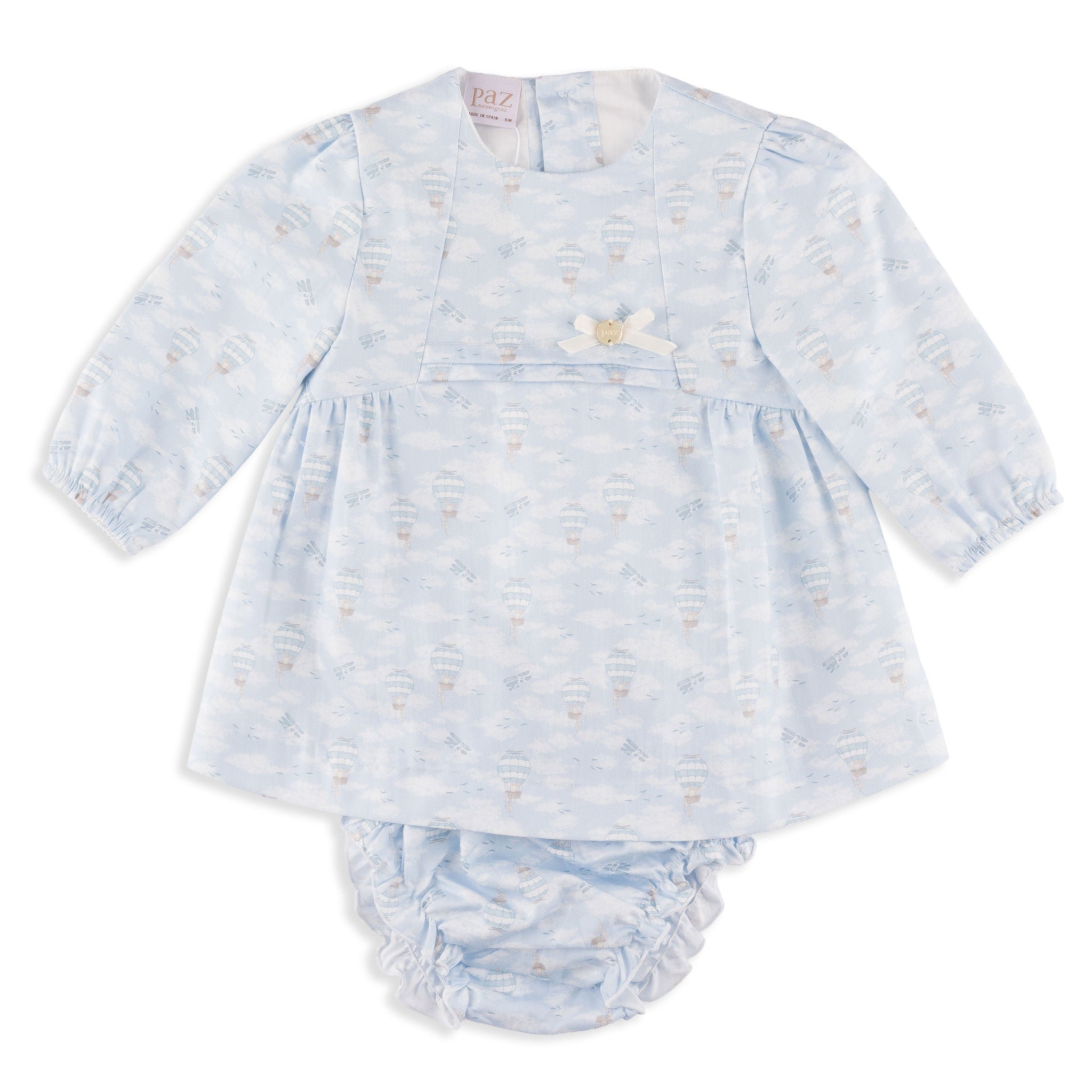 Hot Air Balloon Printed Blue Dress and Bloomers Set – Bea Colette