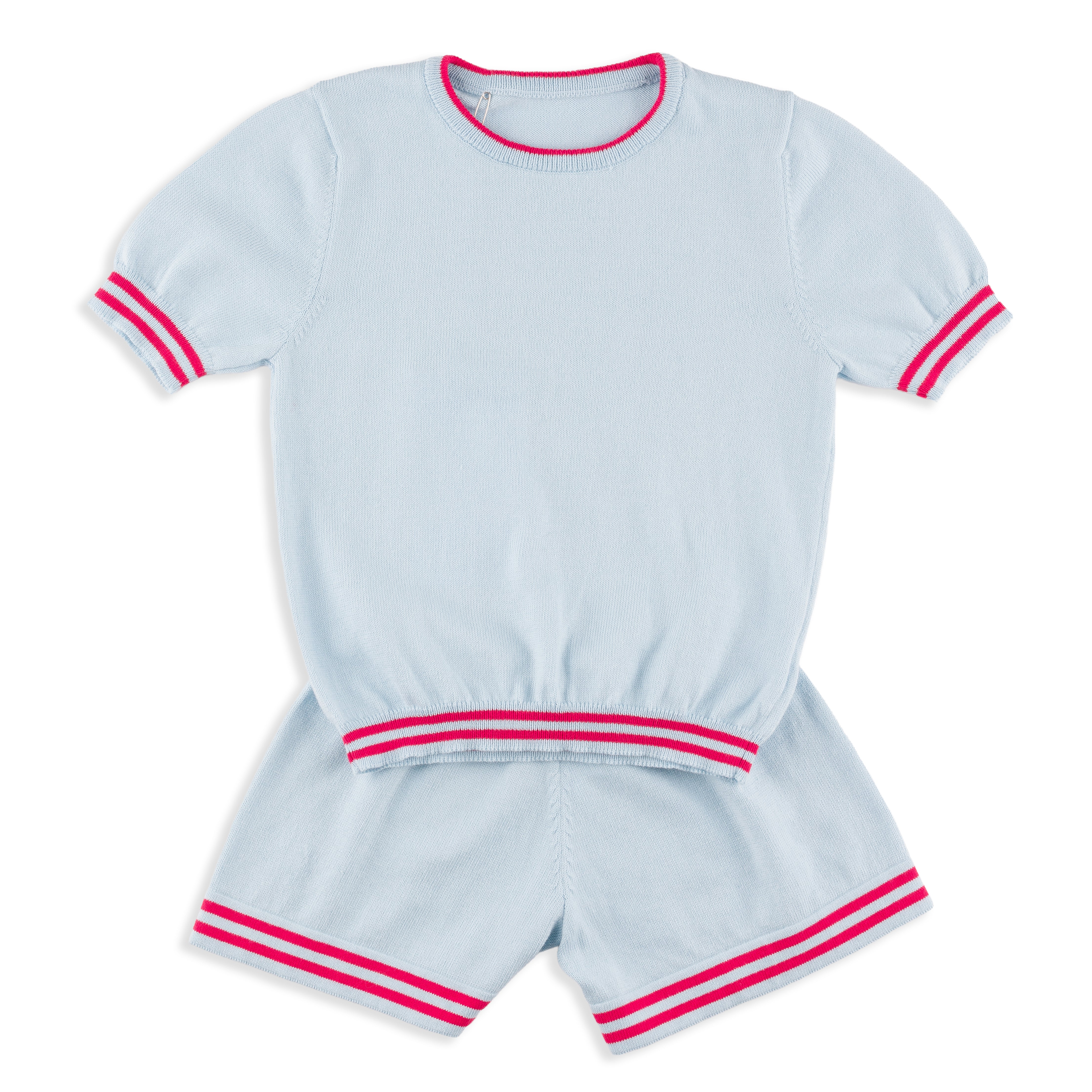 Tropea Set in Ice Blue with Poppy Red Stripe – Bea Colette